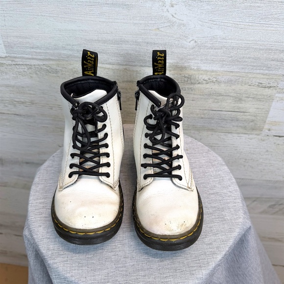 Dr. Martens Toddler 1460 Zavala T White Leather Boots US 10 Side Zip - Picture 5 of 9